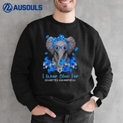 I Wear Blue For Diabetes Awareness Elephant Warrior Women  Ver 2 Sweatshirt
