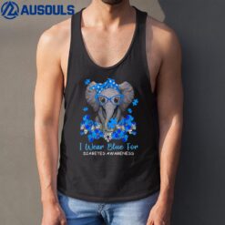 I Wear Blue For Diabetes Awareness Elephant Warrior Women Tank Top