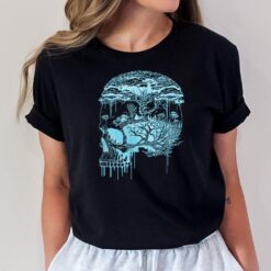 Illustrated Human Skull & Trees & Roots Nature Mindfulness T-Shirt
