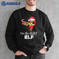 I'm The Sassy Elf African American Girl Christmas Candy Cane Sweatshirt