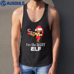 I'm The Sassy Elf African American Girl Christmas Candy Cane Tank Top