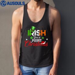 Irish you a Merry Christmas Funny Ireland Flag Xmas Holidays Tank Top