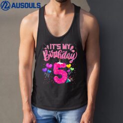 It's My 5th Birthday Doughnut Happy 5 Years Old Girl Kids Tank Top