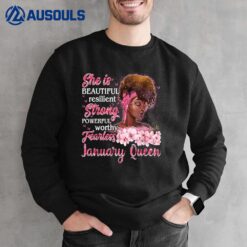 January Queen Womens Black Happy Birthday To Me Funny Gifts Sweatshirt