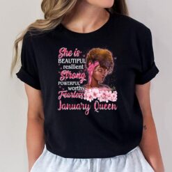 January Queen Womens Black Happy Birthday To Me Funny Gifts T-Shirt