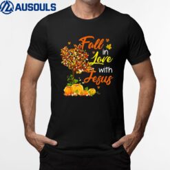 Jesus Autumn Fall in love with Jesus Thanksgiving T-Shirt