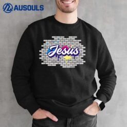 Jesus Christ Brick Wall Art Religious Christian Sweatshirt