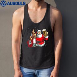 Jesus Christ and Santa Selfie Drink Beer Christmas Tank Top