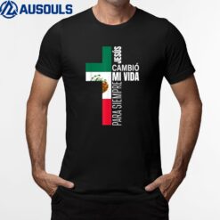 Jesus Christian Spanish Gifts Dad Fathers Day Mexican Flag T-Shirt