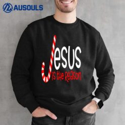 Jesus Is The Reason Christian Religious Christmas Candy Cane Sweatshirt