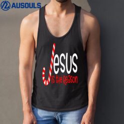 Jesus Is The Reason Christian Religious Christmas Candy Cane Tank Top