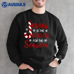 Jesus Is The Reason For The Season Christian Candy Cane Xmas Sweatshirt