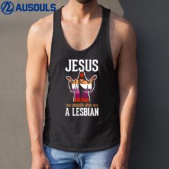 Jesus Made Me A Lesbian Christian Lesbian Pride Flag Tank Top