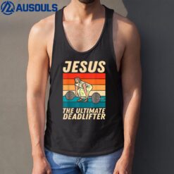 Jesus The Ultimate Deadlifter Funny Vintage Gym Christian_1 Tank Top