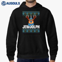 Jewdolph Ugly Hanukkah Sweater Reindeer Menorah Chanukah Hoodie