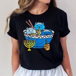 Jewish Cats Ramen Kitten Anime Hanukkah Pajamas Chanukah PJs T-Shirt