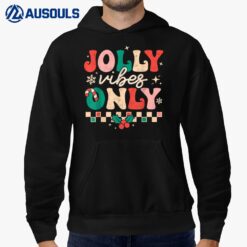 Jolly Vibes Only Groovy Retro Christmas Xmas Happy Holiday Hoodie