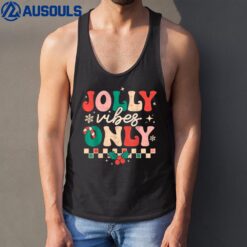 Jolly Vibes Only Groovy Retro Christmas Xmas Happy Holiday Tank Top