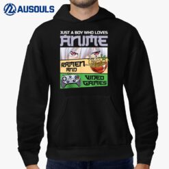 Just A Boy Who Loves Anime Ramen and Video Games Gaming Boys Hoodie
