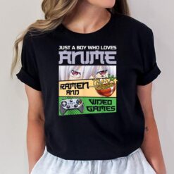 Just A Boy Who Loves Anime Ramen and Video Games Gaming Boys T-Shirt