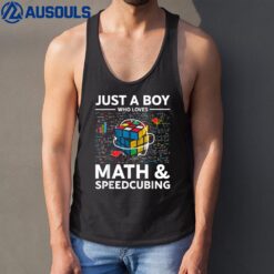 Just A Boy Who Loves Math And Speedcubing Funny Puzzle Tank Top