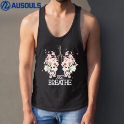 Just A Breathe Yoga Inhale Exhale Nature Lung Floral Tank Top
