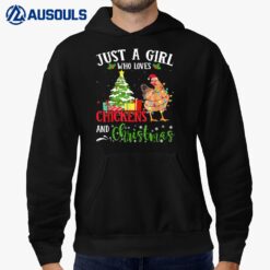 Just A Girl Loves Chicken And Christmas Pajamas Hoodie