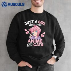 Just A Girl Who Loves Anime And Cats Cute Otaku Manga Sweatshirt