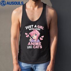 Just A Girl Who Loves Anime And Cats Cute Otaku Manga Tank Top