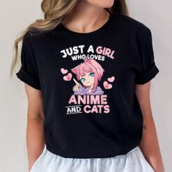 Just A Girl Who Loves Anime And Cats Cute Otaku Manga T-Shirt
