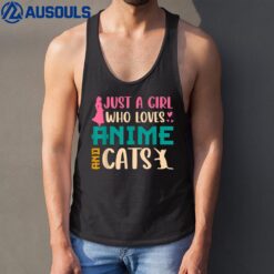 Just A Girl Who Loves Anime and Cats Japanese Manga Lovers Tank Top