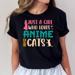 Just A Girl Who Loves Anime and Cats Japanese Manga Lovers T-Shirt