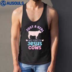 Just A Girl Who Runs On Jesus And Cows - Christian Farm Girl Tank Top