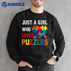 Just Girl Who Loves Puzzles Jigsaw Heart Puzzle Lover Sweatshirt