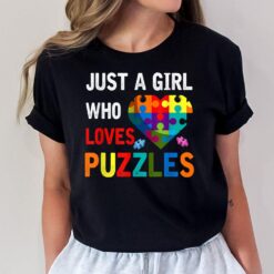 Just Girl Who Loves Puzzles Jigsaw Heart Puzzle Lover T-Shirt