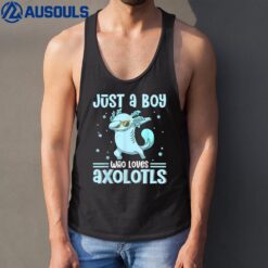 Just a Boy Who Loves Axolotls Funny Axolotl Gamer Boys Kids Tank Top