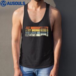 Just a Boy Who Loves Elevators. Funny Elevator Tank Top