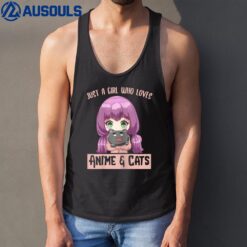 Just a Girl Who Loves Anime and Cats Kawaii Cat Lover Gift Tank Top