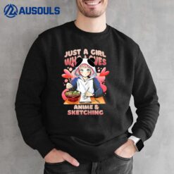Just a Girl Who Loves Anime and Sketching for Daughter Girls Sweatshirt