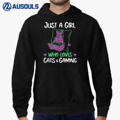 Just a Girl Who Loves Cats & Gaming Funny Female Gamer Quote Hoodie
