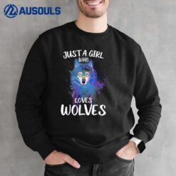 Just a Girl Who Loves Wolves Tie Dye Cute Wolf lover Sweatshirt
