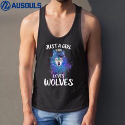 Just a Girl Who Loves Wolves Tie Dye Cute Wolf lover Tank Top