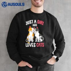 Just a Girl who loves Cats Kitty Girls Kids Cat Sweatshirt