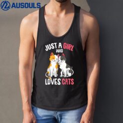 Just a Girl who loves Cats Kitty Girls Kids Cat Tank Top