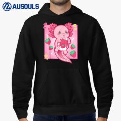 Kawaii Anime Axolotl Strawberry Milk Women Men Boy Girl Kids Hoodie