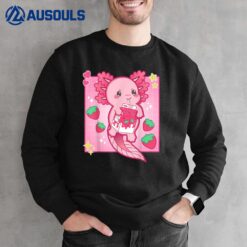 Kawaii Anime Axolotl Strawberry Milk Women Men Boy Girl Kids Sweatshirt