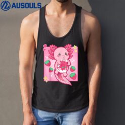 Kawaii Anime Axolotl Strawberry Milk Women Men Boy Girl Kids Tank Top