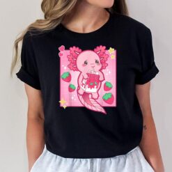 Kawaii Anime Axolotl Strawberry Milk Women Men Boy Girl Kids T-Shirt