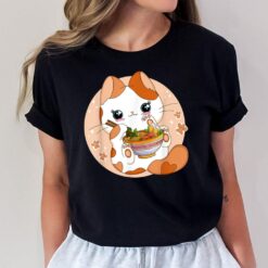 Kawaii Anime Cat Eating Ramen Noodles Cute Cat Japanese Neko T-Shirt