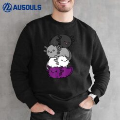 Kawaii Axolotl Pile Asexual Pride Asexual Flag LGBTQ Sweatshirt